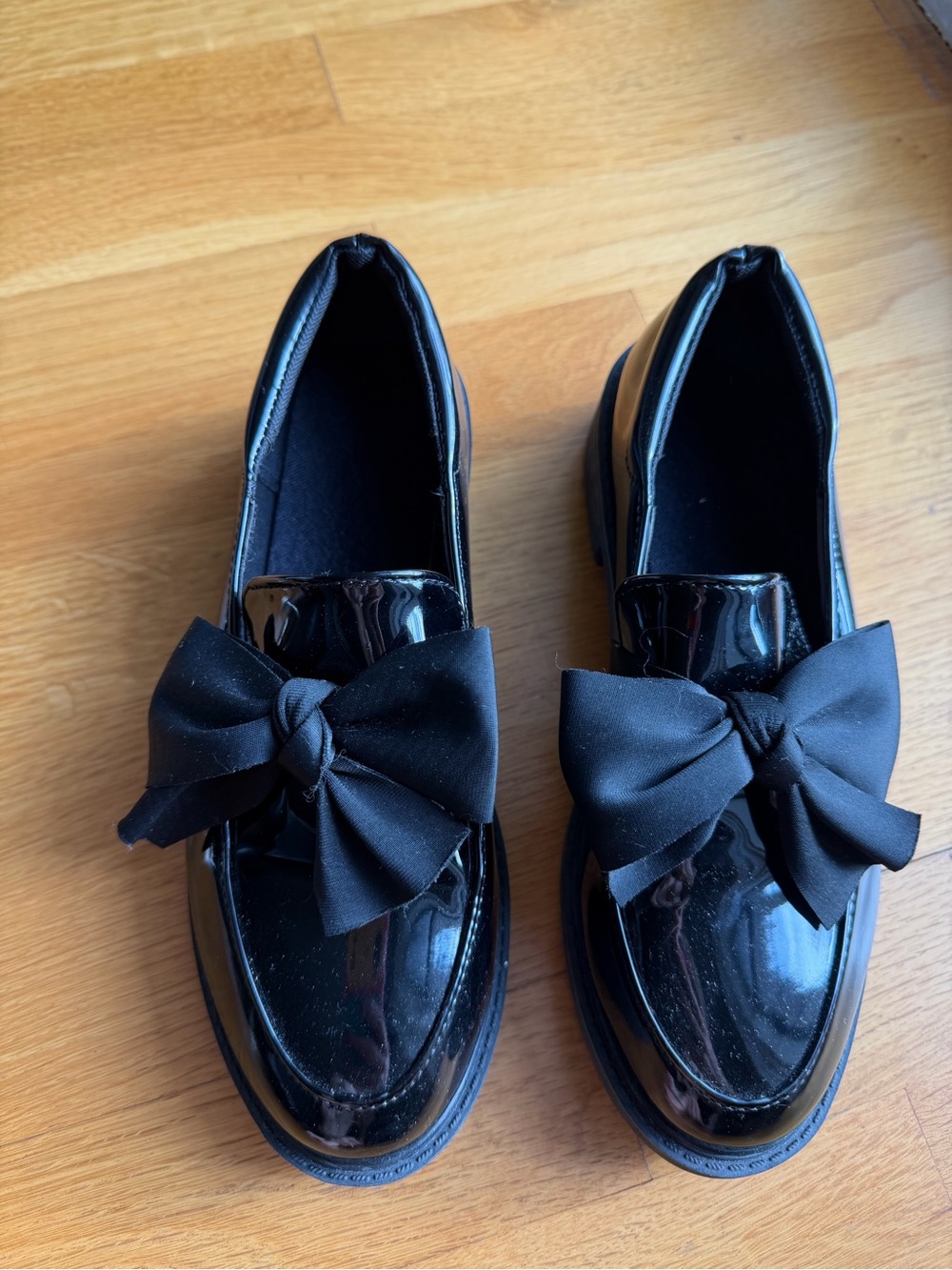 Black Patent Bow Loafers